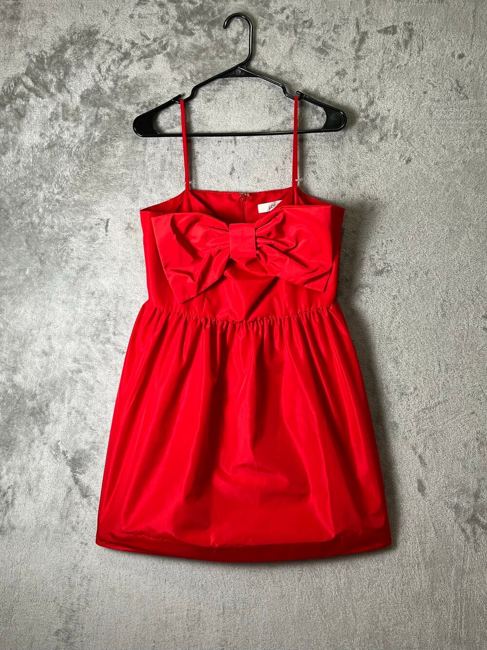 LOFT Bow Strappy Mini Pocket Dress Size 8 Red Fit & Flare Party Cocktail New